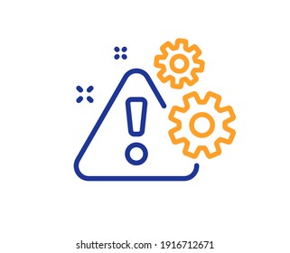 Warning line icon. Attention triangle sign. Caution alert symbol. Quality design element. Line style warning icon. Editable stroke. Vector