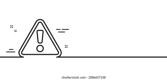 Warning line icon. Attention triangle sign. Caution alert symbol. Minimal line illustration background. Warning line icon pattern banner. White web template concept. Vector