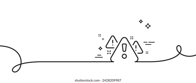 Symbol "Warnzeile". Durchgehend eine Zeile mit Curl. Achtung Dreieckszeichen. Vorsichtssymbol. Warnung: Einfache Konturleiste. Schleifenkurvenmuster. Vektor