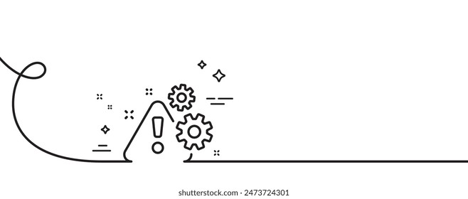 Warning line icon. Continuous one line with curl. Attention triangle sign. Caution alert symbol. Warning single outline ribbon. Loop curve pattern. Vector
