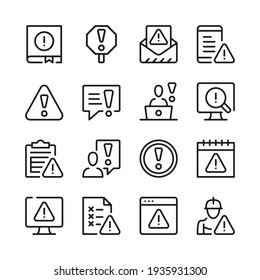 Iconos de la línea de advertencia. Conceptos de diseño gráfico modernos, colección de elementos de esquema simple. Iconos de línea de vector