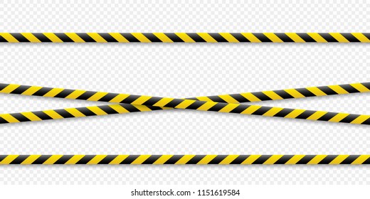 Warning lines. Caution it is dangerous to health. Warning barricade tape, yellow-black, on an isolated background. Vector illustration.