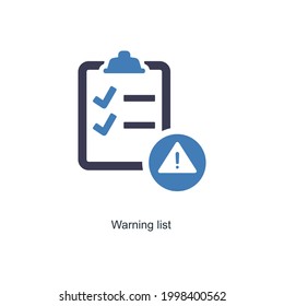 Concepto de lista de advertencia o icono de hoja 
