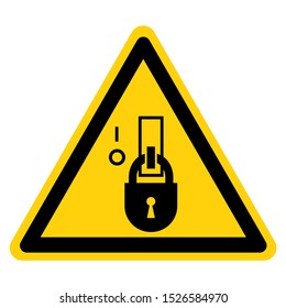 Warning Lock Out In De-Energized State Symbol Sign,Vector Illustration, Isolated On White Background Label. EPS10 