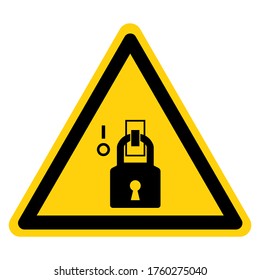 Warning Lock Out In De-Energized State Symbol Sign,Vector Illustration, Isolated On White Background Label. EPS10