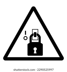 Warning Lock Out In De-Energized State Symbol Sign,Vector Illustration, Isolated On White Background Label. EPS10