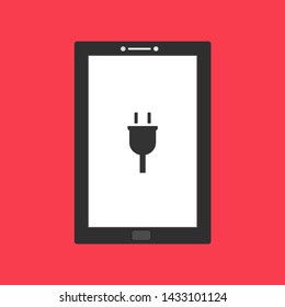 warning low battery smartphone . flat illustration of Power plug vector icon for web