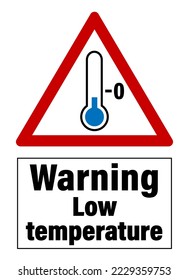 Warning, low temperature. Triangle sign with thermometer silhouette and text below.