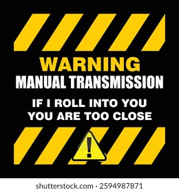 Warning, manual transmission, information sign vector