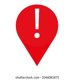 warning map pointer vector icon flat design