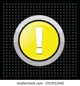 Warning mark icon on metal button
