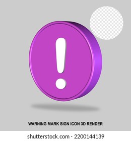 WARNING MARK SIGN ICON 3D RENDER