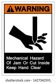 Warning Mechanical Hazard Of Jam or cut inside keep hand clear Symbol Sign, Vector Illustration, Isolated On White Background Label .EPS10