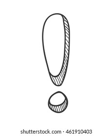 Warning and message concept represented by sketch exclamation mark icon. Isolated and flat illustration