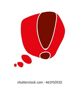 Warning and message concept represented by exclamation mark inside bubble  icon. Isolated and flat illustration