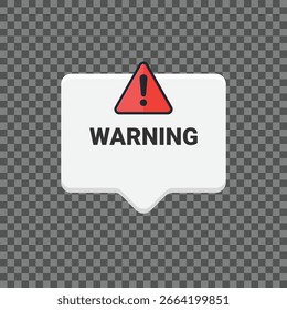 Icono de mensaje de advertencia con signo de exclamación en triángulo rojo. Ilustración vectorial. 