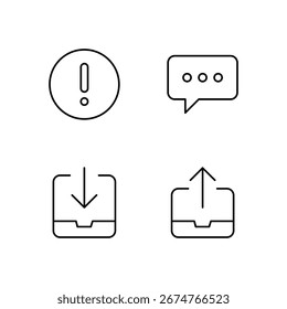 Warning Message Inbox and Outbox Icon Set for Mobile Application