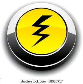 warning metallic 3d vibrant round icon.