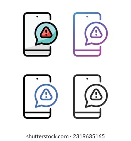 Aviso de diseño de iconos móviles en cuatro colores de variación