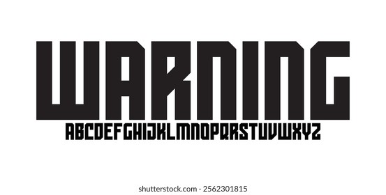 Warning, Modern Bold Font. Regular Italic Number Typography urban style alphabet fonts for fashion, sport, technology, digital, movie, logo design, vector illustration
