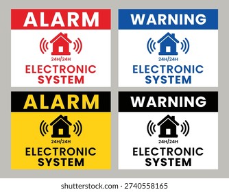 Warning monitored security alarm label, Warning monitored security alarm sign, logo, icon, sticker