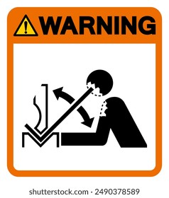 Advertencia Movimiento de la pieza de trabajo en el símbolo de Prensa, Ilustración vectorial, aislado en el fondo blanco Label.EPS10