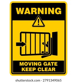 Warning, Moving Gate Keep Clear. Sign Vector