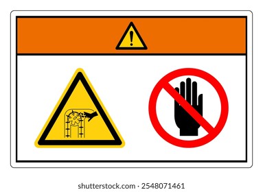 Warning Moving Parts Can Crush and Cut Do Not Touch Symbol Sign, Vector Illustration, Isolate On White Background Label. EPS10