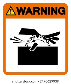 Warning Moving Saw Blade On Swing Machine Can Cut Symbol Sign, Vector Illustration, Isolate On White Background Label .EPS10