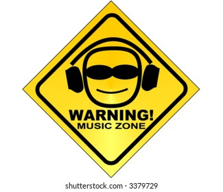 WARNING! music zone - vector sign