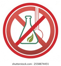 Warning no chemical logo. No preservative icon illustration vector and white background.