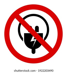 Warning no electric plug sign and symbol graphic design vector illustration