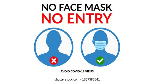 Warning No Face Mask No Entry Vector Illustration Poster Design