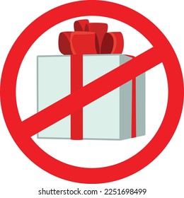 
Warning No Gifts, No Bribery Sign Vector Cartoon Icon. Icon symbolizing no presents accepted policy 
