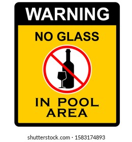 warning, no glass in pool area