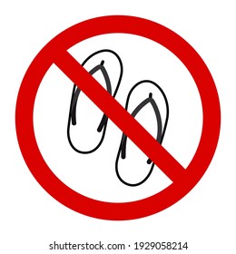 Warning no slippers allowed sign and symbol graphic design vector illustration