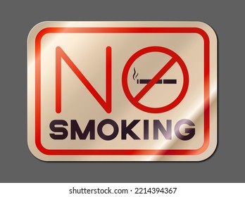 Warning no smoking text and cigarette with smoke sign paper retro sticker realistic vector illustration