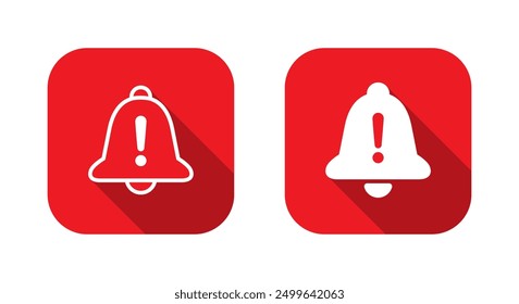 Warning notification bell icon on red square