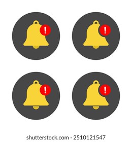 Warning notification bell icon on black circle