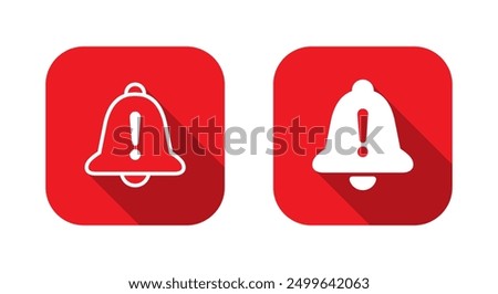 Warning notification bell icon on red square