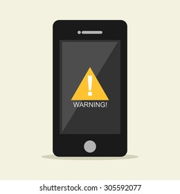 Warning notification on mobile phone. 
