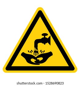 Warning Now Wash Your Hand Please Symbol Sign,Vector Illustration, Isolated On White Background Label. EPS10 