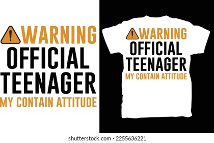 Warning Official Teen TShirt, Teenager Boys, Girls , Funny Tee for Teenage ,Boy Girl Gift, for 13 Year Old ,13th Birthday, 13yrs Party