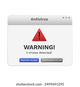 Advertencia en la pantalla del ordenador. Mensaje emergente sobre malware. Notificación de seguridad digital.