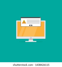 WARNING ON MONITOR ERROR ON SCREEN - VECTOR ILLUSTRATION
