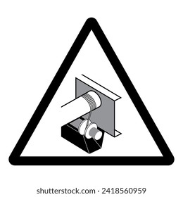 Warning Operating Conveyor Whitout Lineshaft Guard Can Cause Severe Injury Symbol Sign, Vector Illustration, Isolate On White Background Label .EPS10