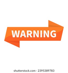 Warnung in orangefarbenem Rechteck-Ribbon-Form zur Unterschrift der Ankündigung
