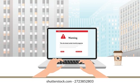 warning page laptop System error concept Software problem or system failure security alert or hardware fault to be fixed