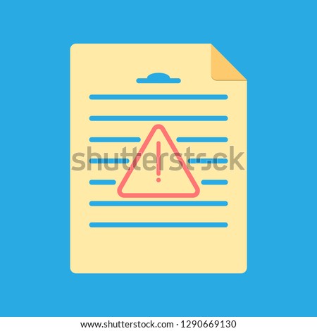 Warning paper icon or term conditions icon or error document