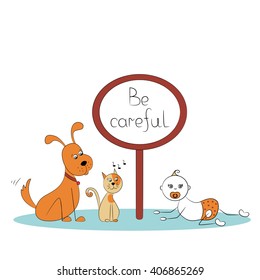 Warning to parents when dealing with animals vector